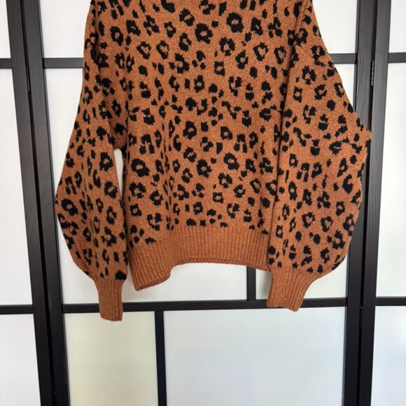 Old Navy Sweater Women Size XL Leopard-Print Mock-Neck Ribbed Hem Preppy NWT - Picture 8 of 12